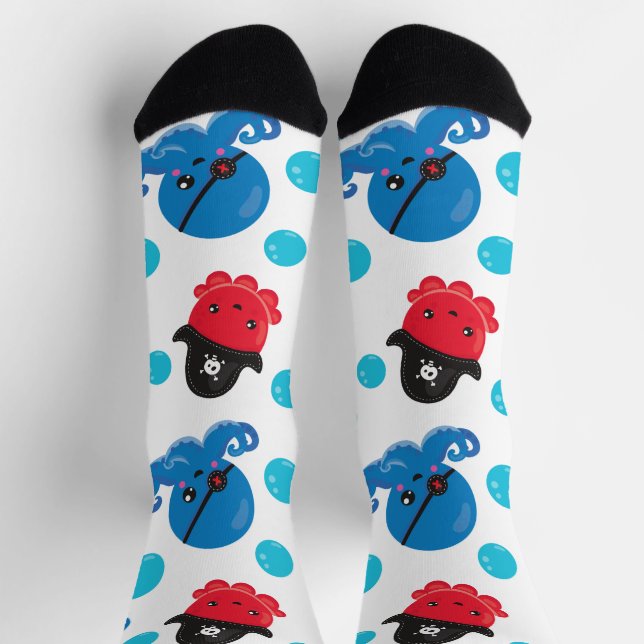 Pirate Octopus, Octopus Pattern, Sea Animals Socks (Top)