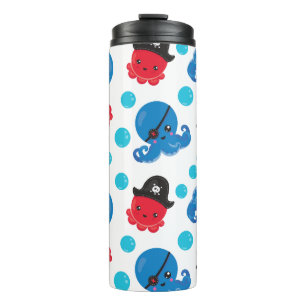 Pirate Octopus, Octopus Pattern, Sea Animals Thermal Tumbler