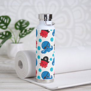 Pirate Octopus, Octopus Pattern, Sea Animals Water Bottle