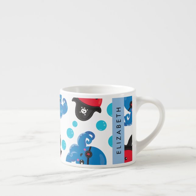 Pirate Octopus, Octopus Pattern, Sea, Your Name Espresso Cup (Right)