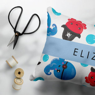 Pirate Octopus, Octopus Pattern, Sea, Your Name Pillowcase
