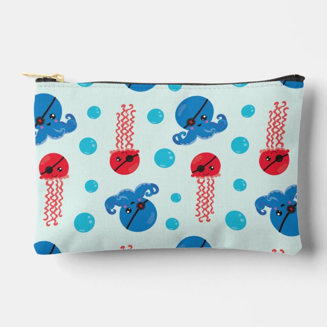 Pirate Octopus, Pirate Jellyfish, Sea Animals Accessory Pouch (Front)