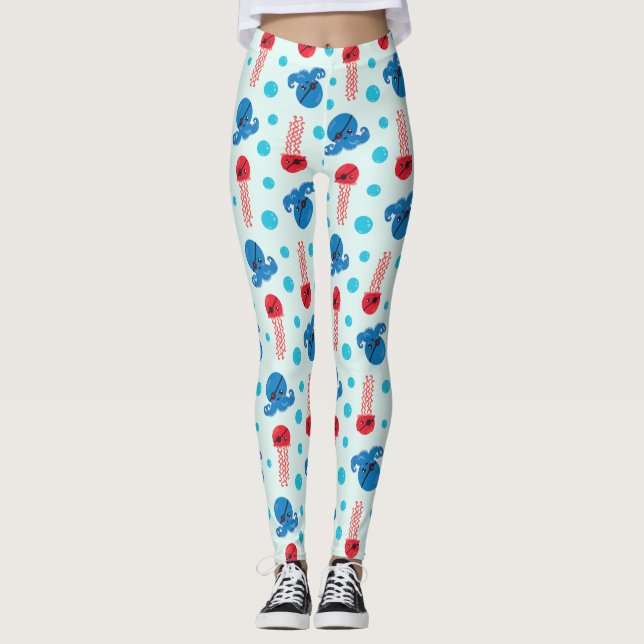 Pirate Octopus, Pirate Jellyfish, Sea Animals Leggings (Front)