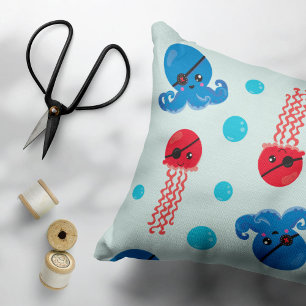 Pirate Octopus, Pirate Jellyfish, Sea Animals Pillowcase