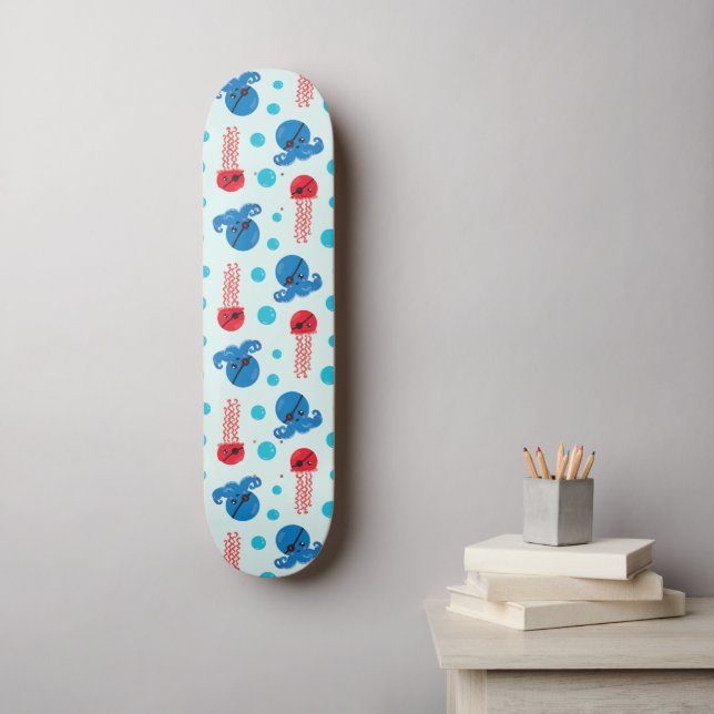 Pirate Octopus, Pirate Jellyfish, Sea Animals Skateboard (Wall Art)