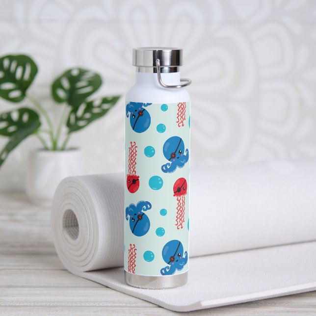 Pirate Octopus, Pirate Jellyfish, Sea Animals Water Bottle (Yoga)