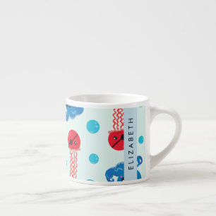 Pirate Octopus, Pirate Jellyfish, Sea, Your Name Espresso Cup