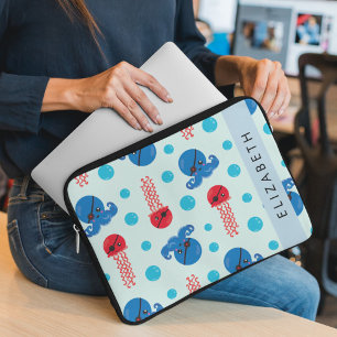 Pirate Octopus, Pirate Jellyfish, Sea, Your Name Laptop Sleeve