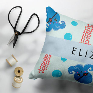 Pirate Octopus, Pirate Jellyfish, Sea, Your Name Pillowcase