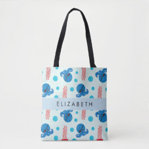 Pirate Octopus, Pirate Jellyfish, Sea, Your Name Tote Bag