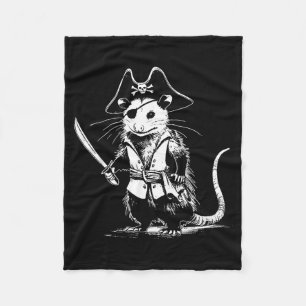Pirate Opossum Funny Trash Cat Possum Meme Fleece Blanket