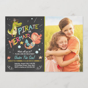 Pirate or Mermaid birthday invitation Joint Bday