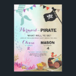 Pirate or Mermaid birthday invitation Siblings<br><div class="desc">♥ A perfect way to invite your guests to a joint birthday party! Pirate or Mermaid theme.</div>