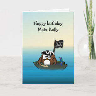 pirate owl - birthday party card