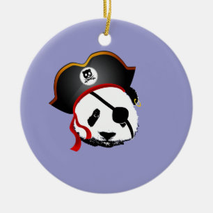 Pirate panda ceramic tree decoration