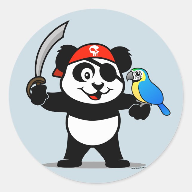 Pirate Panda Classic Round Sticker (Front)