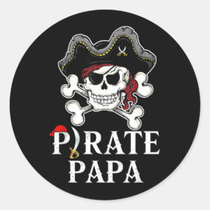 Pirate Papa Costume Jolly Roger Crossbones Funny Classic Round Sticker
