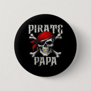 Pirate Papa Jolly Roger Flag And Skull Crossbones  6 Cm Round Badge