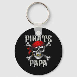 Pirate Papa Jolly Roger Flag And Skull Crossbones  Key Ring