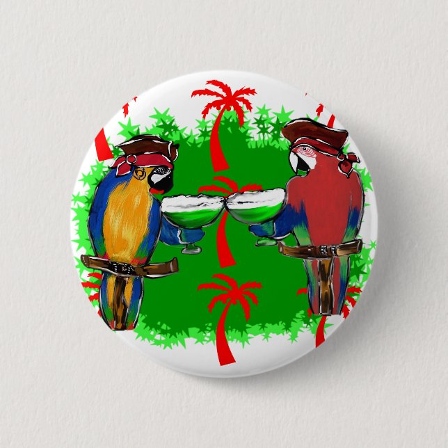 PIRATE PARROTS 6 CM ROUND BADGE (Front)