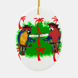PIRATE PARROTS CERAMIC TREE DECORATION