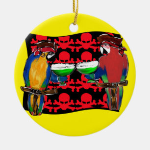 PIRATE PARROTS CERAMIC TREE DECORATION