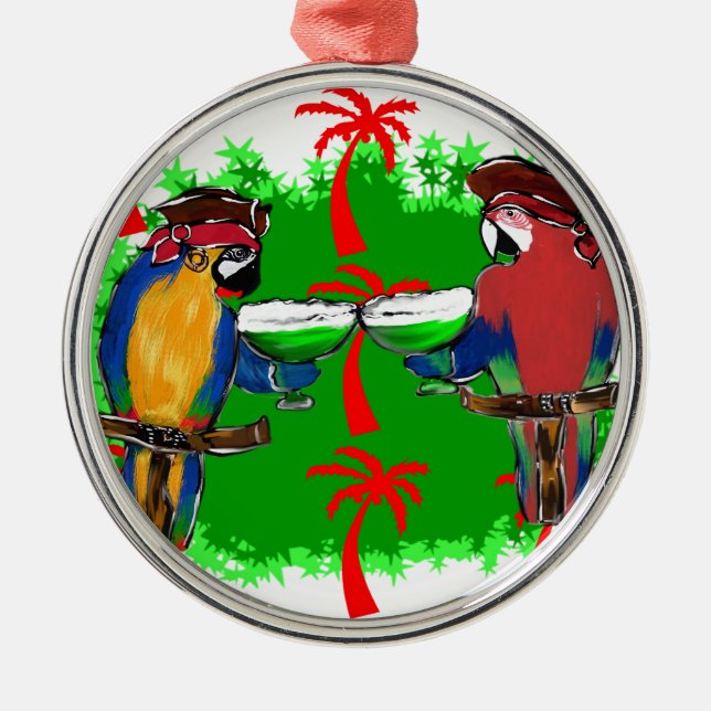 PIRATE PARROTS METAL TREE DECORATION (Front)