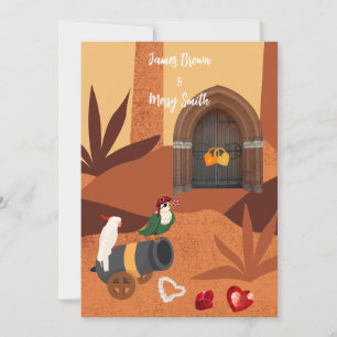 Pirate Parrots Treasure of the Heart Wedding Invitation