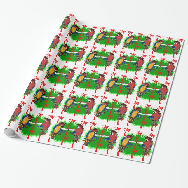 PIRATE PARROTS WRAPPING PAPER (Unrolled)
