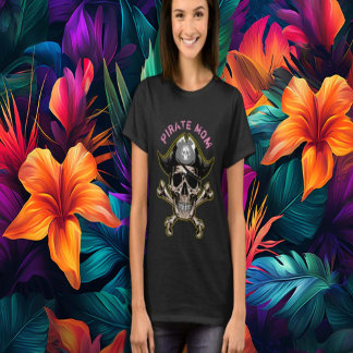 Pirate Party Adult Skull Captain Cross Bones Mum T-Shirt