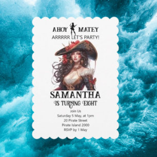 Pirate Party Birthday Girl Invitation