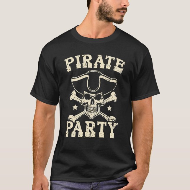 Pirate Party Caribbean Buccaneer Pirate T-Shirt (Front)