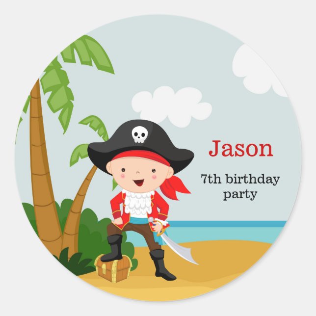 Pirate party classic round sticker (Front)
