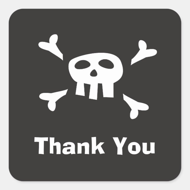 Pirate party favour thank you seals/labels square sticker (Front)