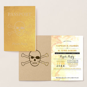 Pirate Party Gold Foil Passport Card