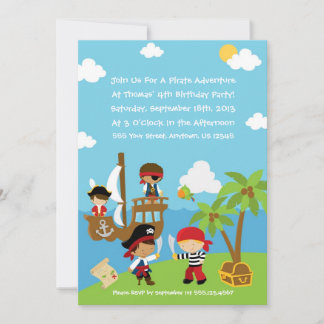 Pirate Party - Personalised Birthday Invitations
