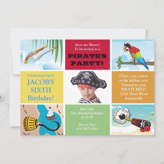 Pirate Party Photo Birthday Invitation (Front)