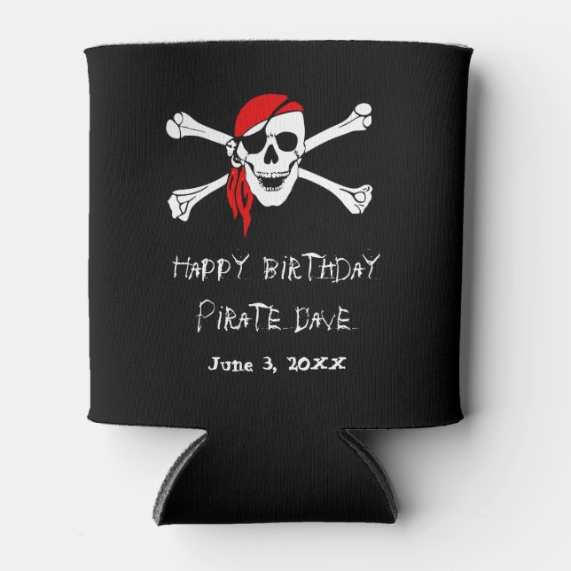 Pirate Party Skull and Crossbones Drink Can Cooler (Front)