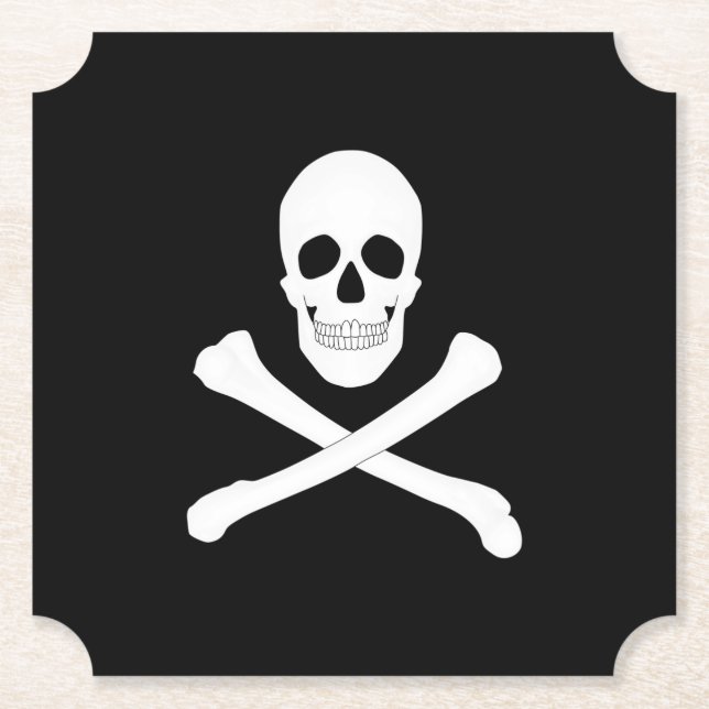 Pirate Party (Skull and Crossbones) (Jolly Roger) Paper Coaster (Front)