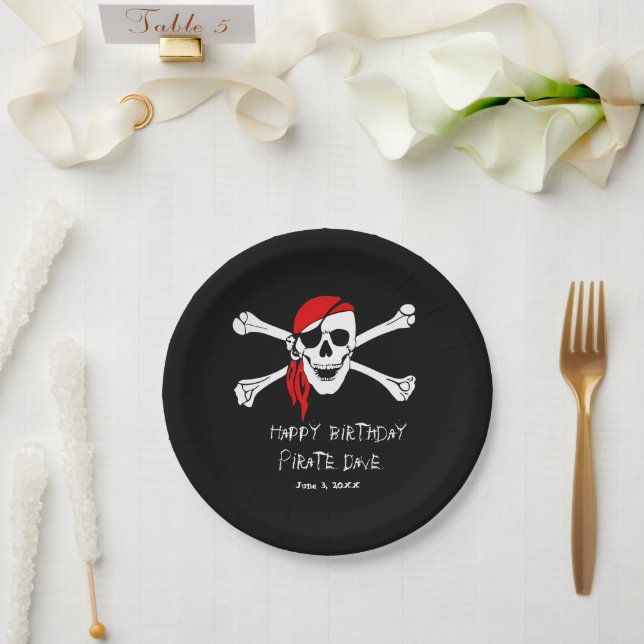 Pirate Party Skull and Crossbones Paper Plates (Wedding)