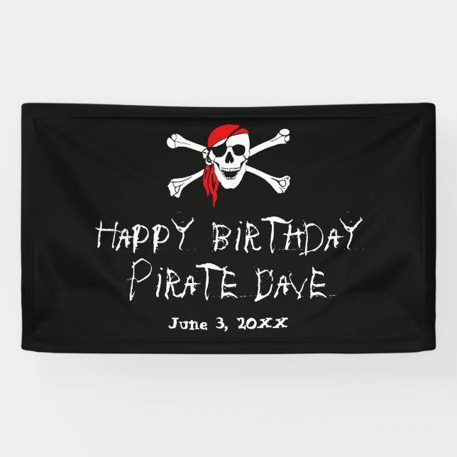 Pirate Party Skull and Crossbones Party Banner (Horizontal)