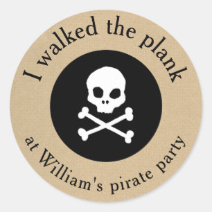 Pirate party walk the plank sticker