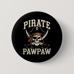 Pirate Pawpaw Funny Captain Halloween Costume Paw- 6 Cm Round Badge