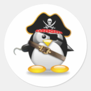 Pirate Penguin Classic Round Sticker