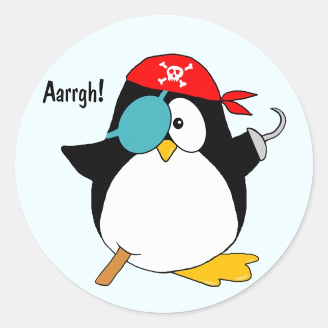 Pirate Penguin Classic Round Sticker (Front)