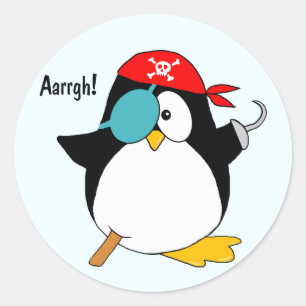 Pirate Penguin Classic Round Sticker