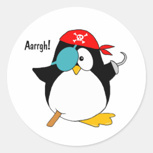 Pirate Penguin Classic Round Sticker