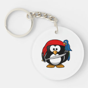 Pirate Penguin Cute Art Key Ring