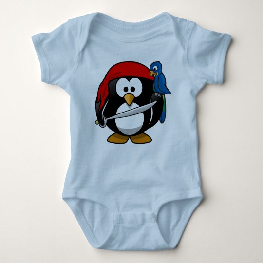 Pirate penguin parrot baby bodysuit