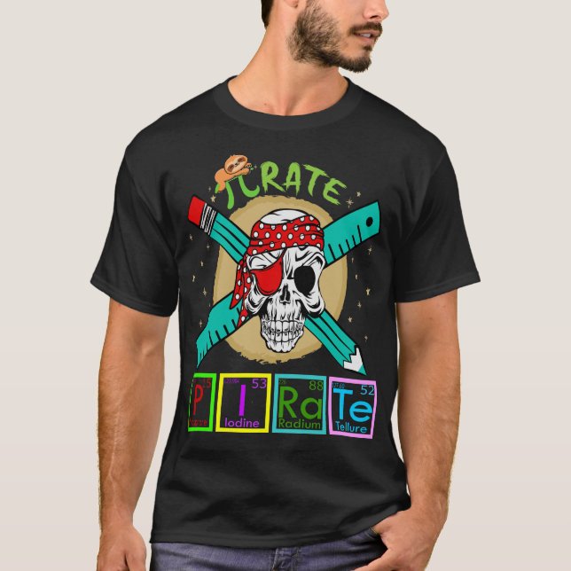 Pirate Periodic Table Elements 3.14 Math Physics T-Shirt (Front)